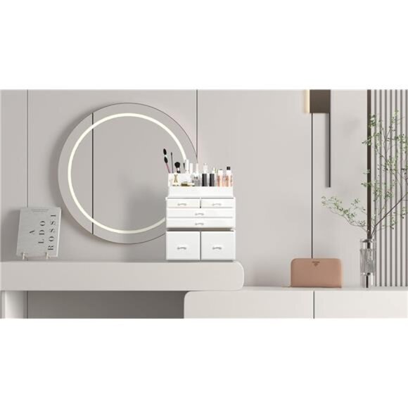 Makeup Organizer 3 Pieces Cosmetic Storage Case with 6 Drawers (White) - Picture 2 of 6